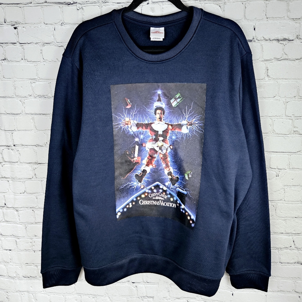 NATIONAL LAMPOON'S | Chevy Chase light up crewneck Christmas holiday sweatshirt